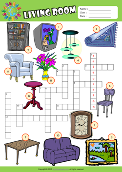 Living Room ESL Printable Worksheets For Kids 1